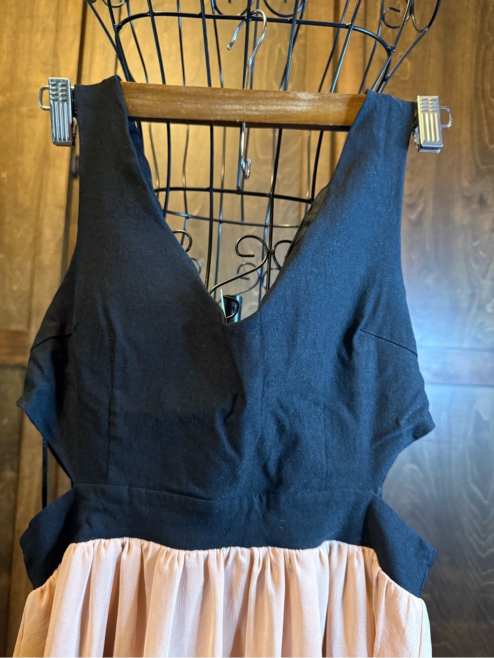 Black & Blush V-Neck Cutout Mini Dress - Picture 3 of 8